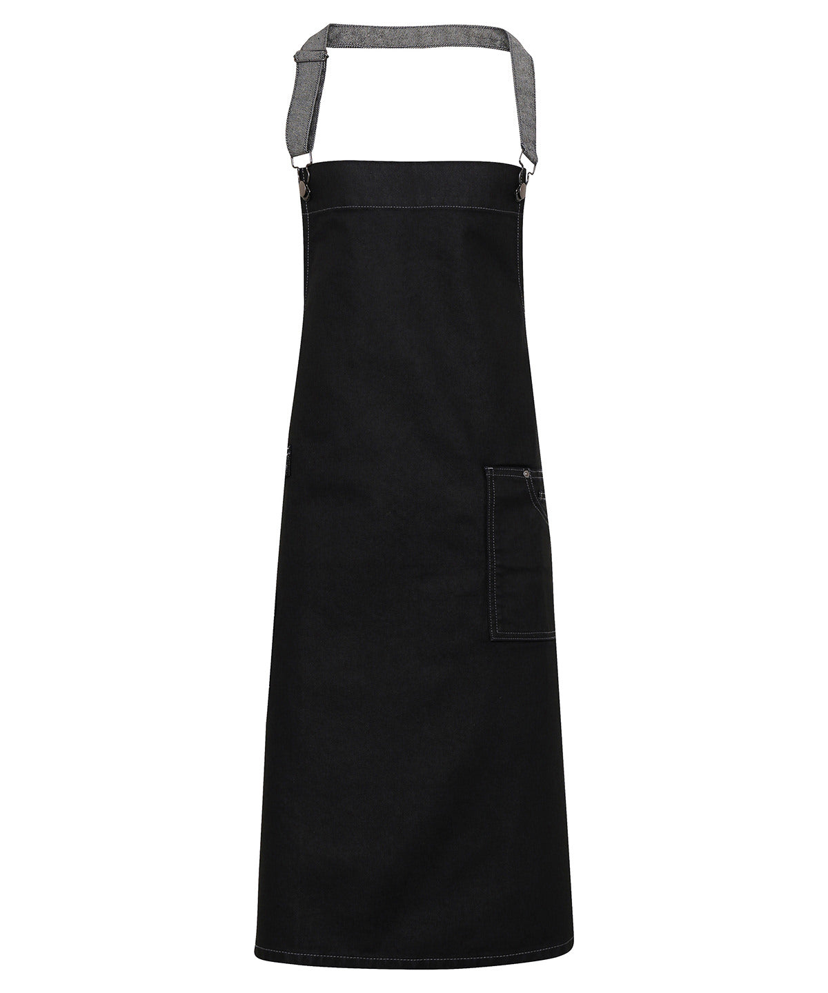 Personalised Aprons - Black Premier District waxed-look denim bib apron