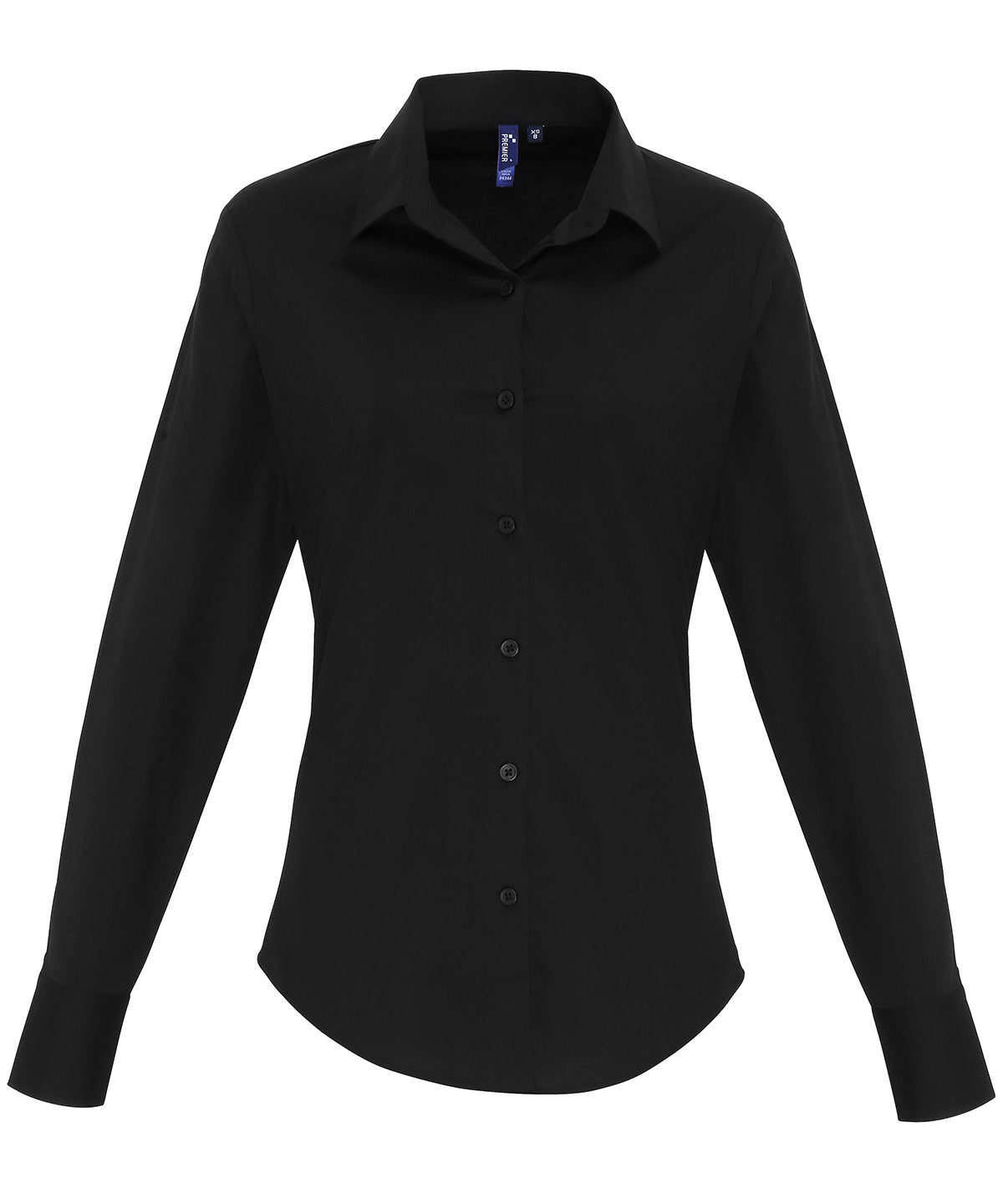 Personalised Blouses - Black Premier Women's stretch fit cotton poplin long sleeve blouse