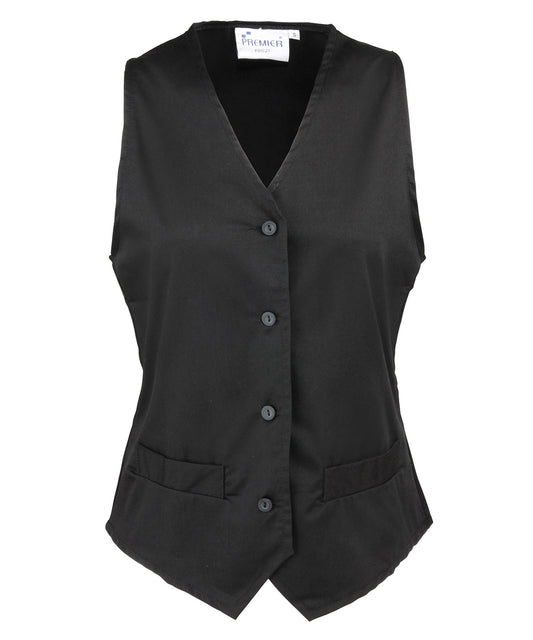 Personalised Waistcoats - Black Premier Women's hospitality waistcoat