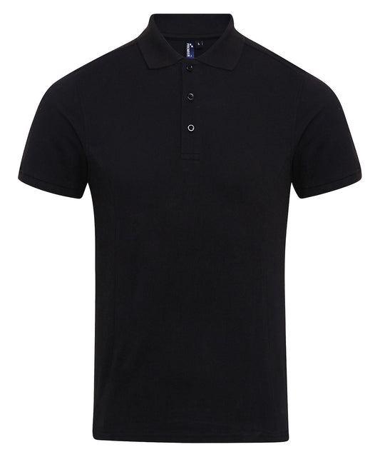 Personalised Polo Shirts - Black Premier Coolchecker® plus piqué polo
