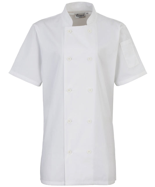 Personalised Chef Jackets - White Premier Women's short sleeve chef's jacket