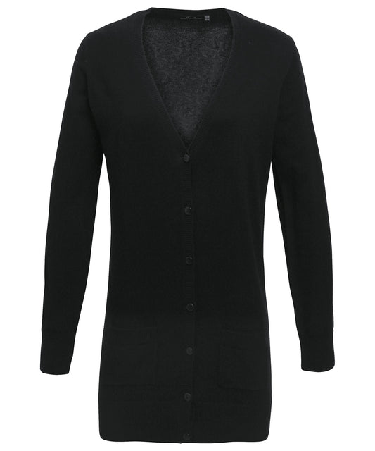 Personalised Cardigans - Black Premier Women's longline knitted cardigan