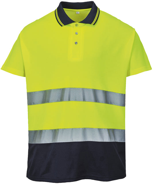 Personalised Polo Shirts - Light Yellow Portwest Two-tone cotton Comfort polo (S174)