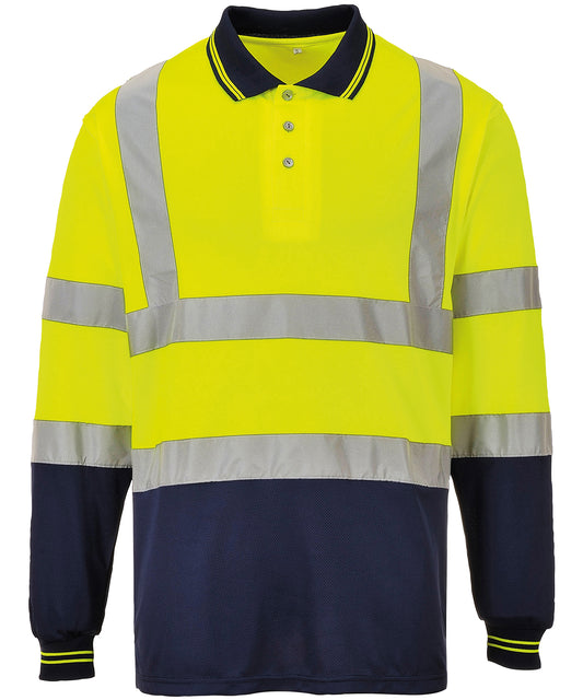 Personalised Polo Shirts - Light Yellow Portwest Two-tone long sleeve polo (S279)