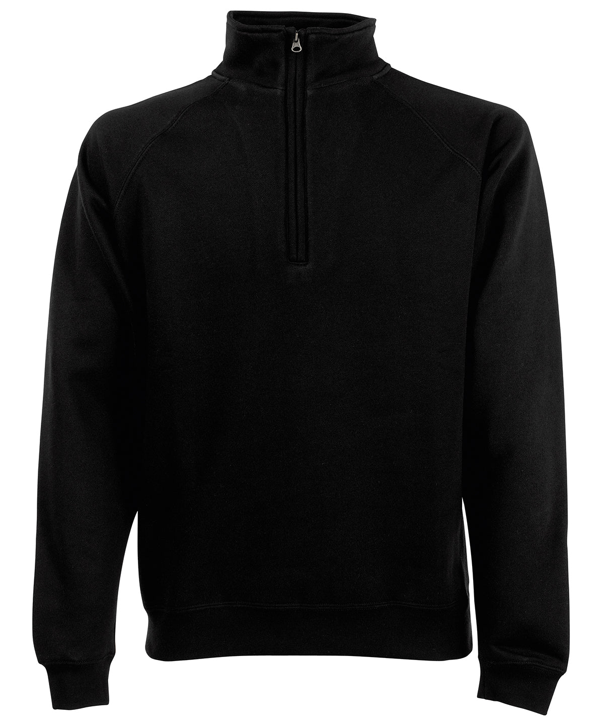 Personalised Sweatshirts - Black Fruit of the Loom Classic 80/20 zip neck sweatshirt