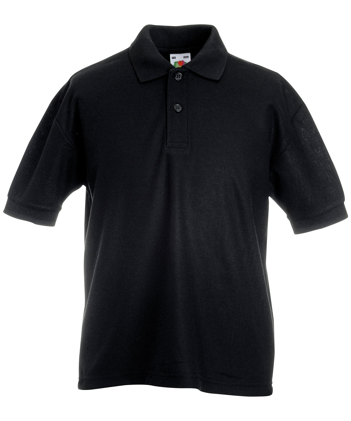 Personalised Polo Shirts - Black Fruit of the Loom Kids 65/35 piqué polo