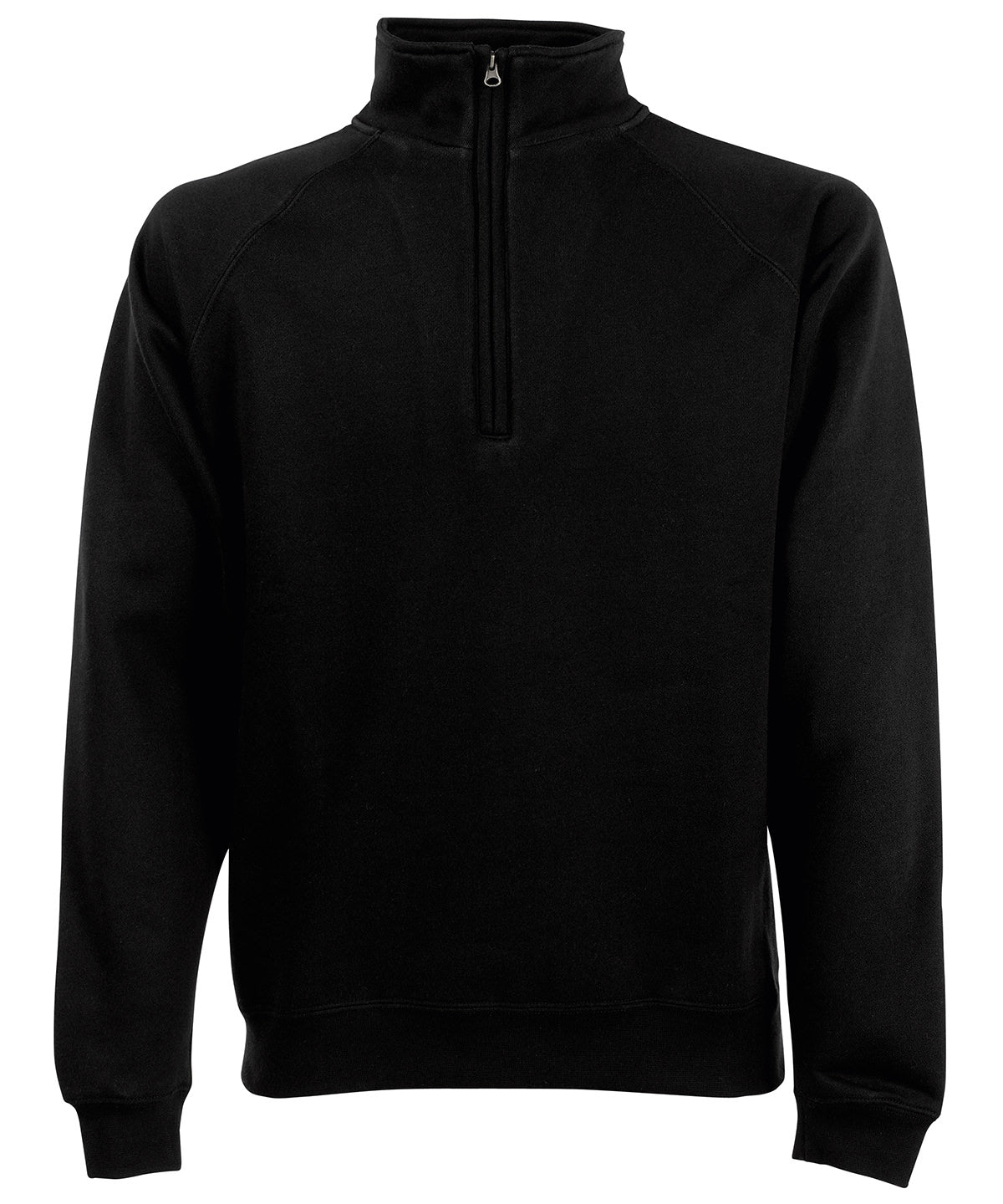 Personalised Sweatshirts - Black Fruit of the Loom Premium 70/30 zip-neck sweatshirt