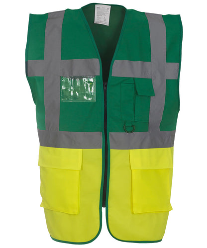 Personalised Safety Vests - Lime Yoko Multifunctional executive hi-vis waistcoat (HVW801)