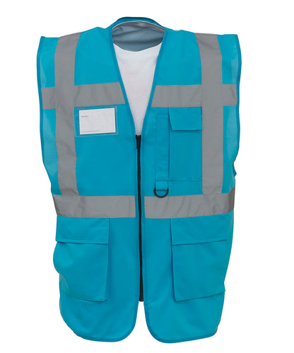 Personalised Safety Vests - Sky Blue Yoko Multifunctional executive hi-vis waistcoat (HVW801)