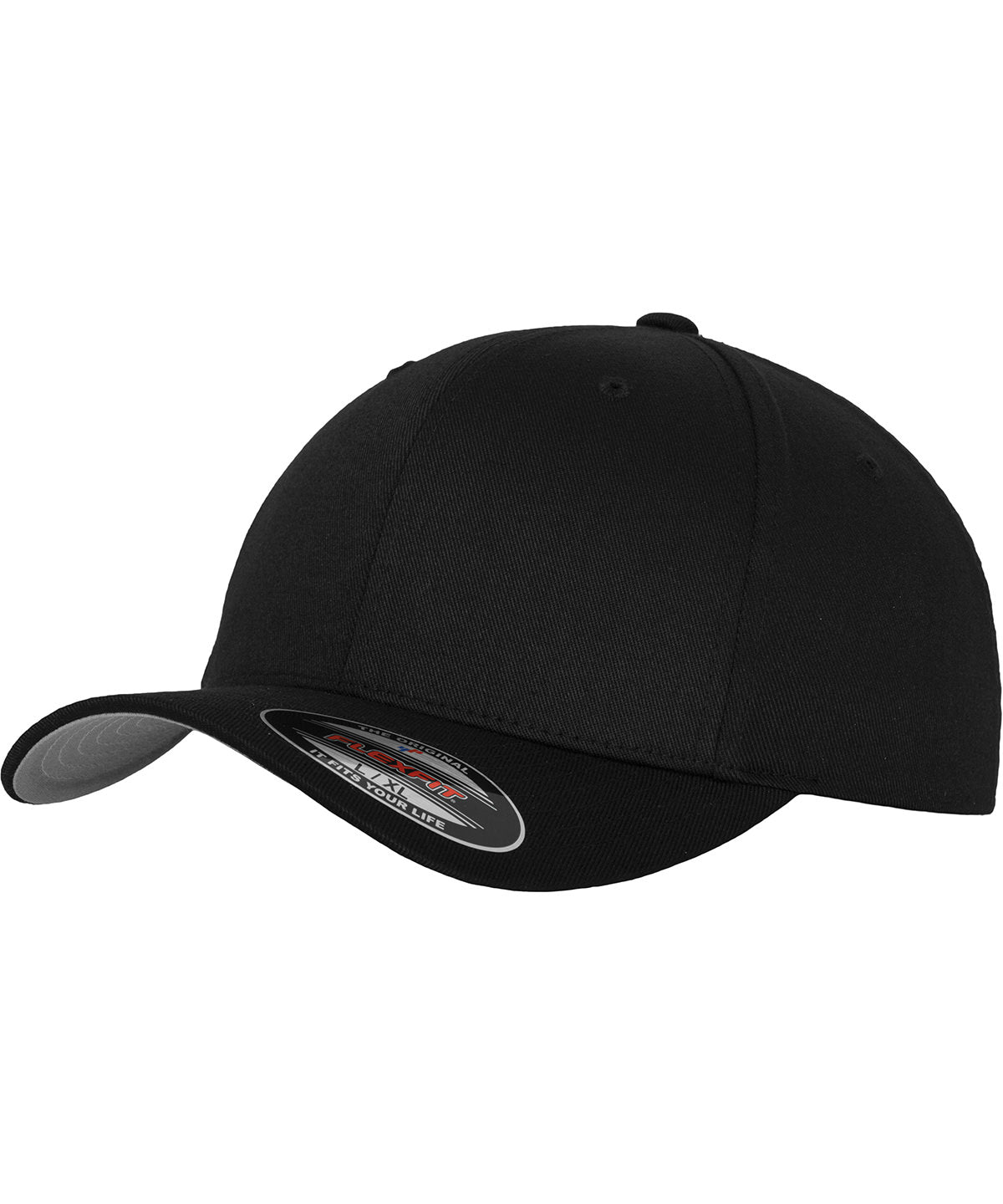 Personalised Caps - Black Flexfit by Yupoong Flexfit fitted baseball cap (6277)