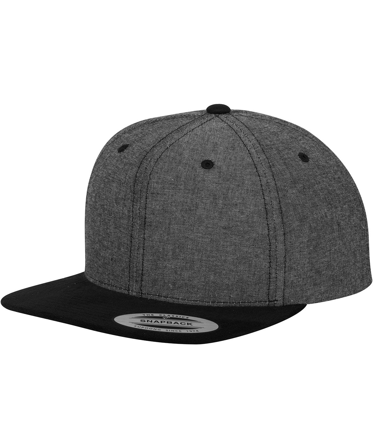 Personalised Caps - Black Flexfit by Yupoong Chambray-suede snapback (6089CH)