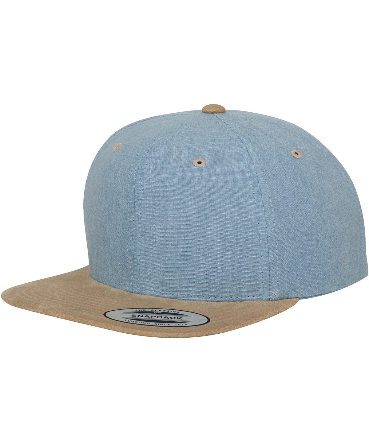 Personalised Caps - Light Blue Flexfit by Yupoong Chambray-suede snapback (6089CH)