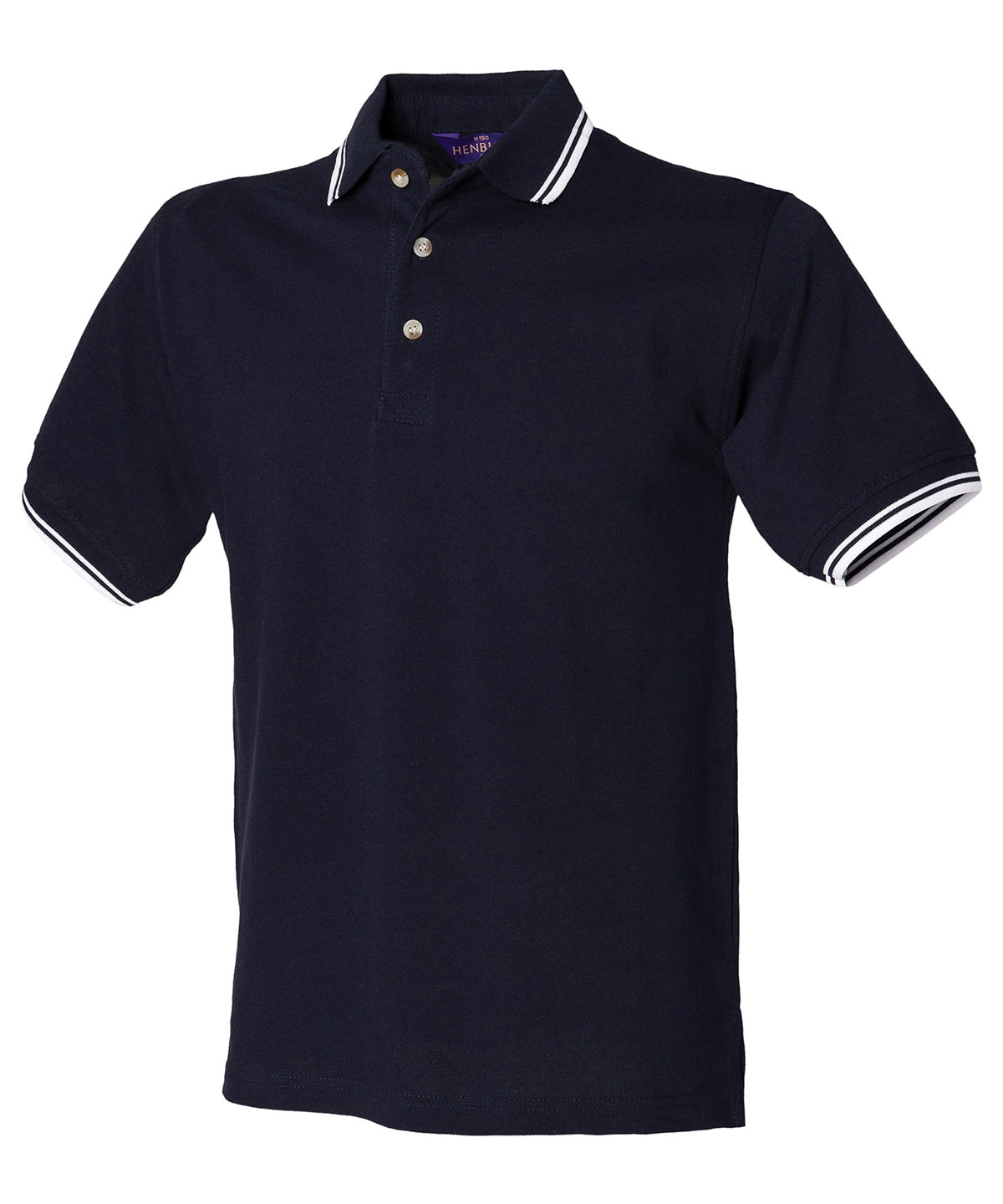 Personalised Polo Shirts - Black Henbury Double tipped collar and cuff polo shirt