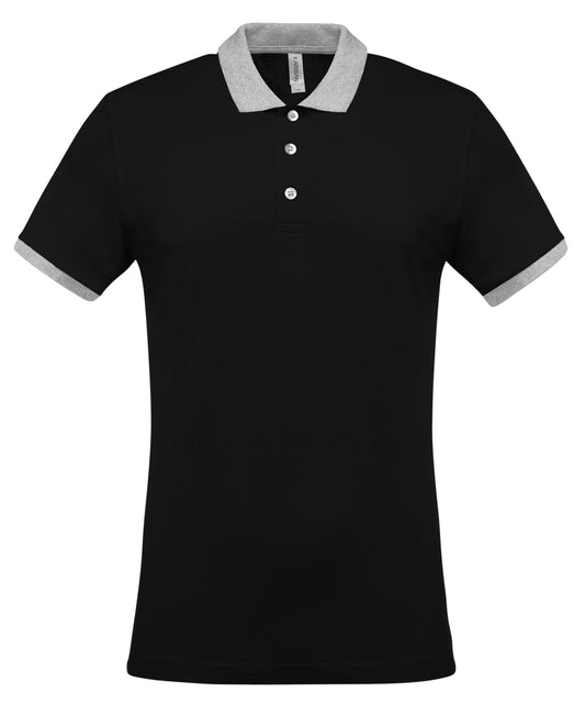 Personalised Polo Shirts - Black Kariban Two-tone piqué polo shirt
