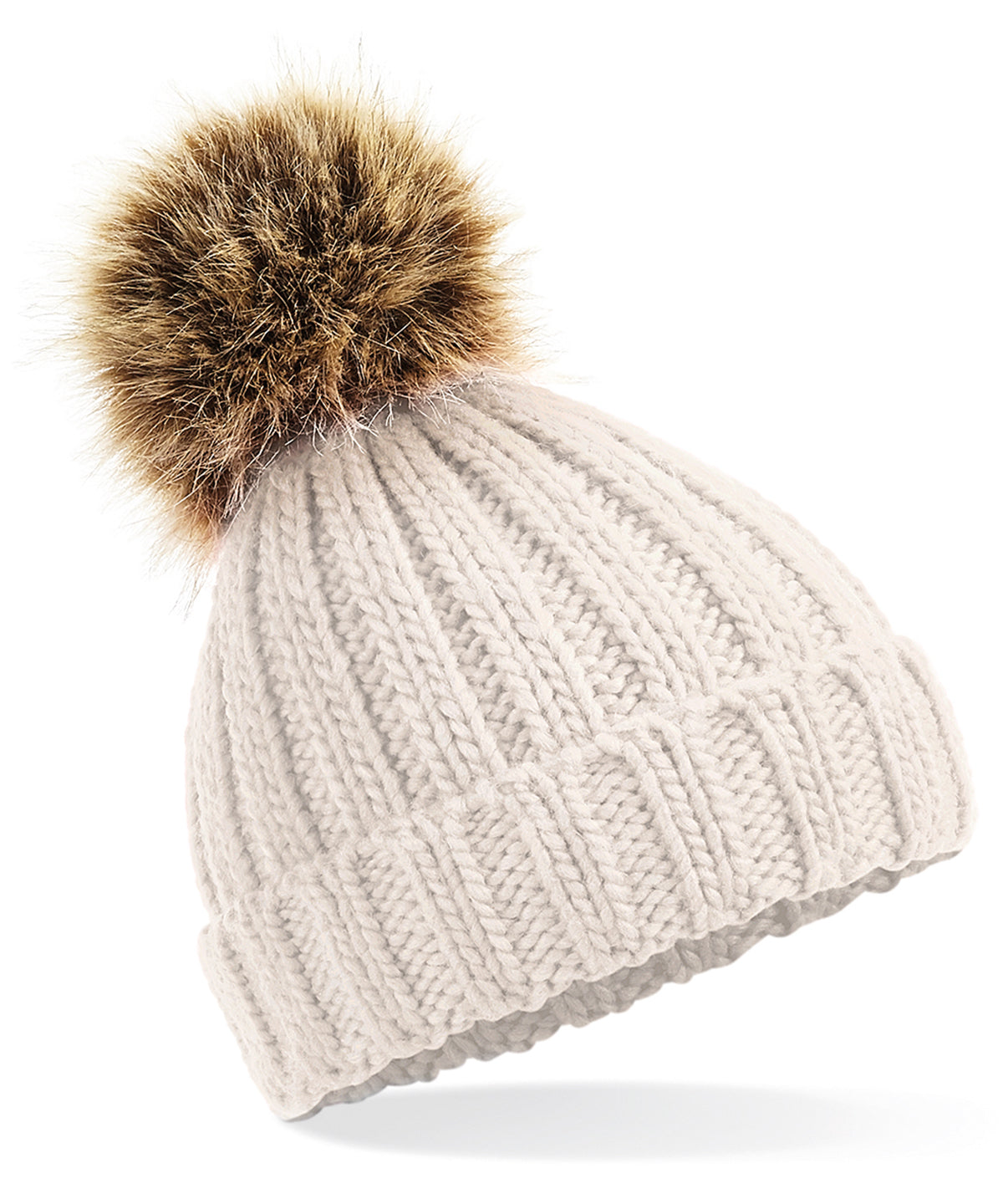 Personalised Hats - Light Grey Beechfield Infant/junior fur pom pom chunky beanie