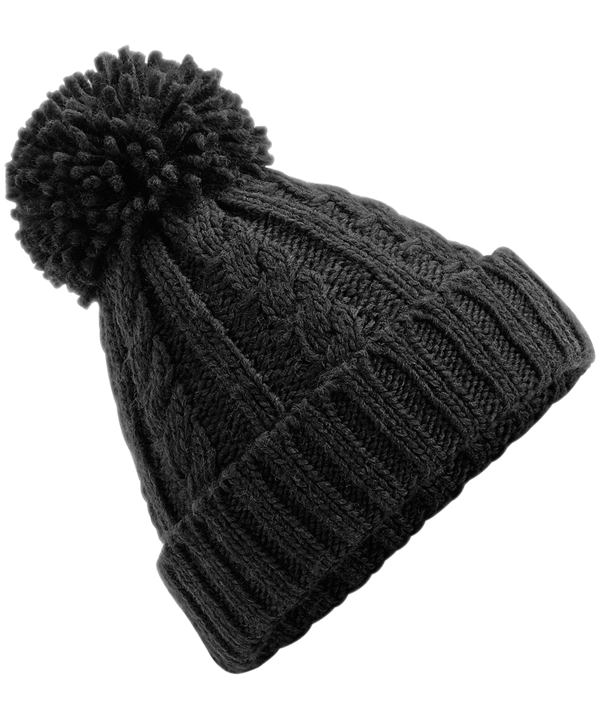 Personalised Hats - Black Beechfield Cable knit melange beanie