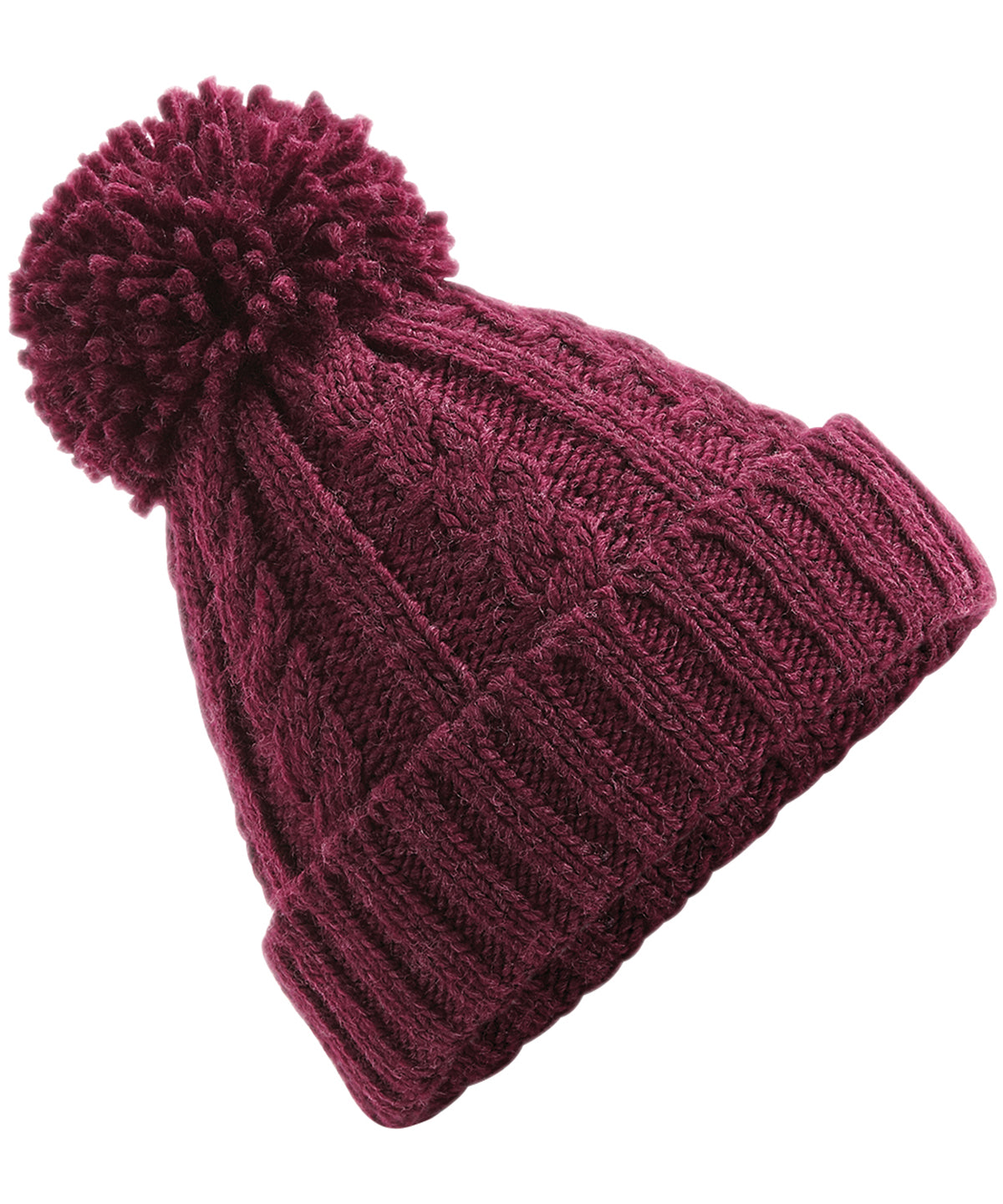 Personalised Hats - Burgundy Beechfield Cable knit melange beanie