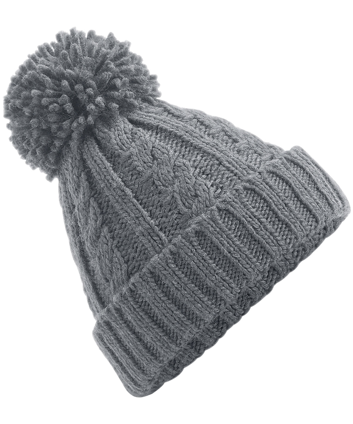 Personalised Hats - Light Grey Beechfield Cable knit melange beanie