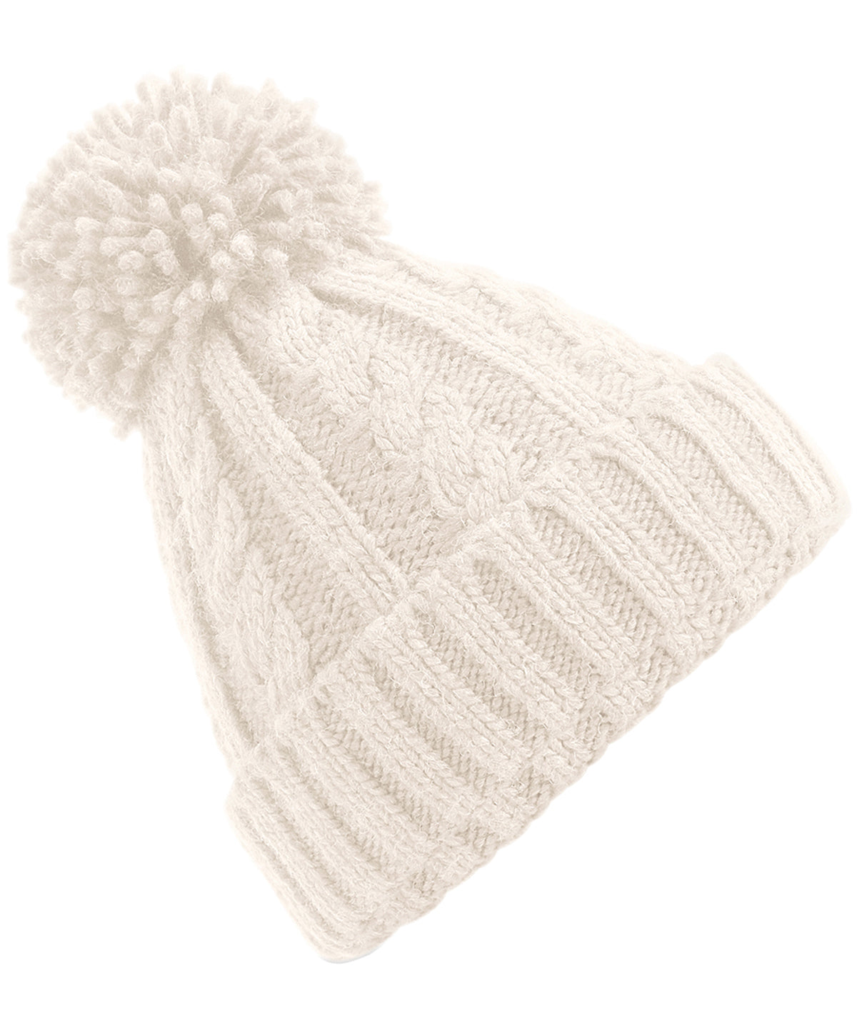 Personalised Hats - Off White Beechfield Cable knit melange beanie
