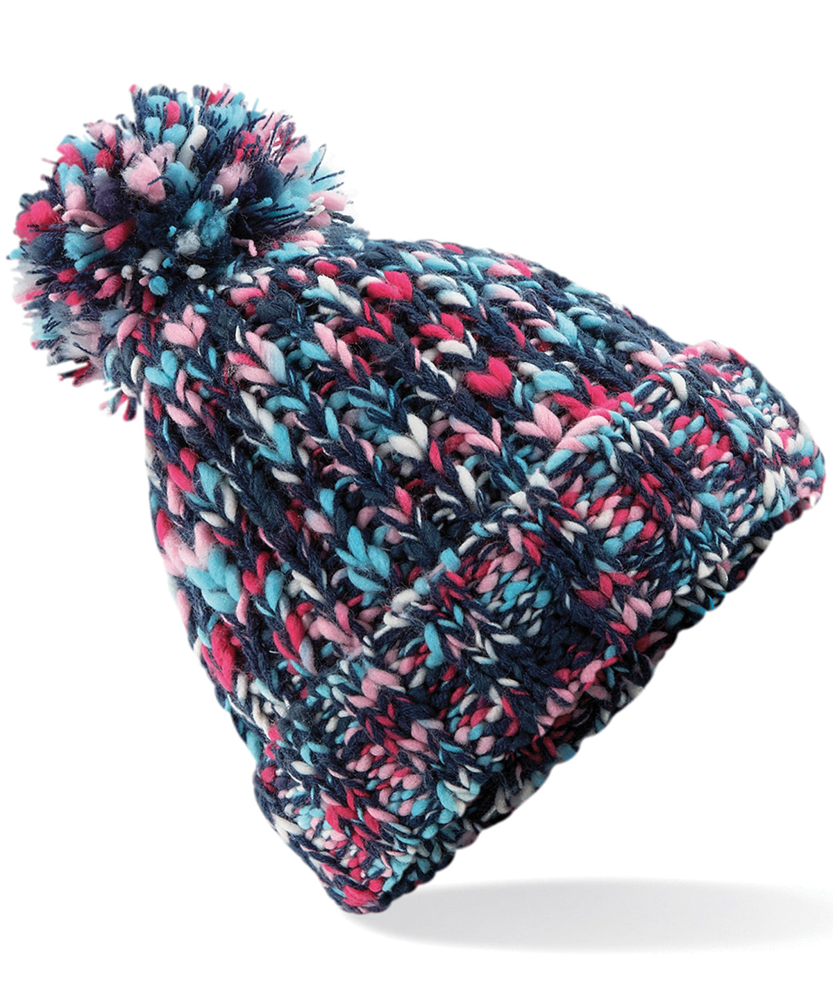 Personalised Hats - Multicolour Beechfield Twister pom pom beanie