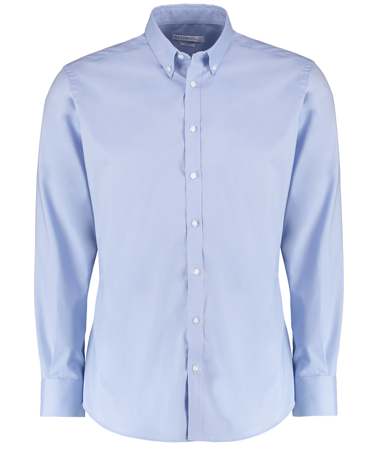 Personalised Shirts - Light Blue Kustom Kit Stretch Oxford shirt long-sleeved (slim fit)