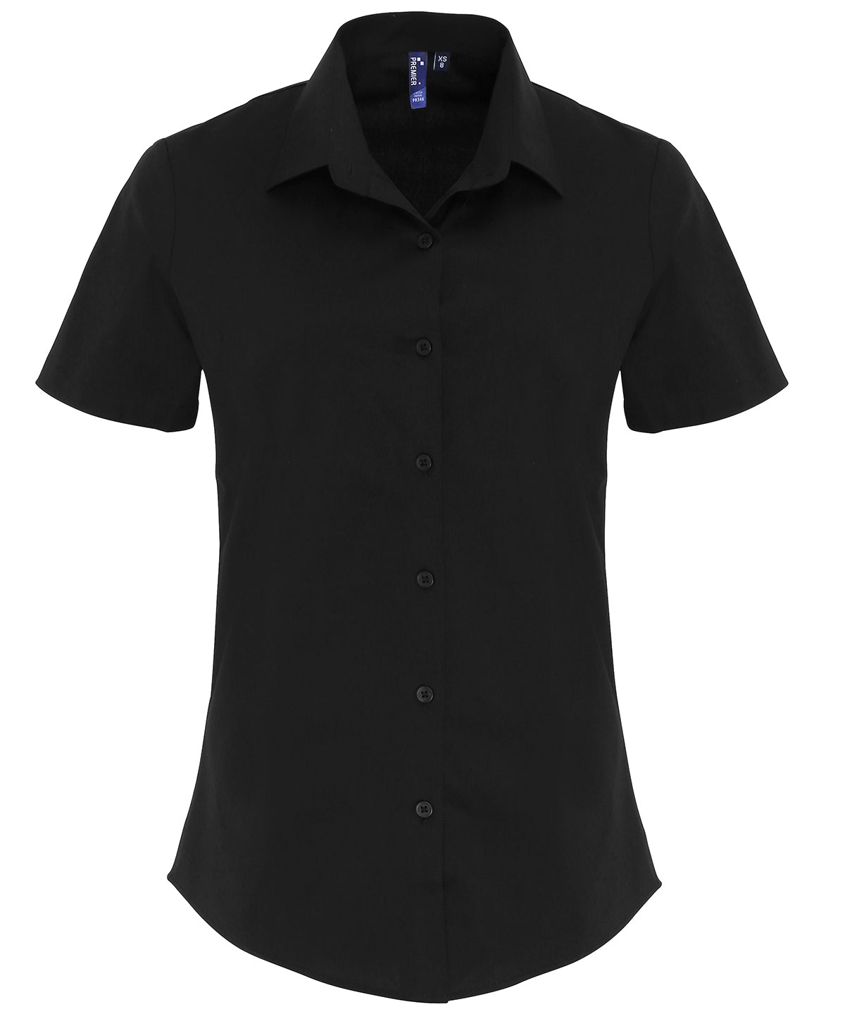 Personalised Blouses - Black Premier Women's stretch fit cotton poplin short sleeve blouse