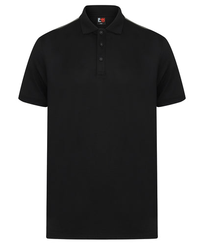 Personalised Polo Shirts - Black Finden & Hales Contrast panel polo