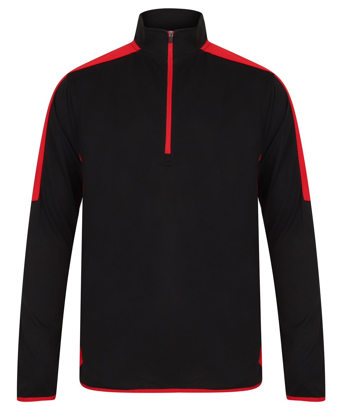 Personalised Sports Overtops - Black Finden & Hales ¼ zip mid-layer with contrast panelling