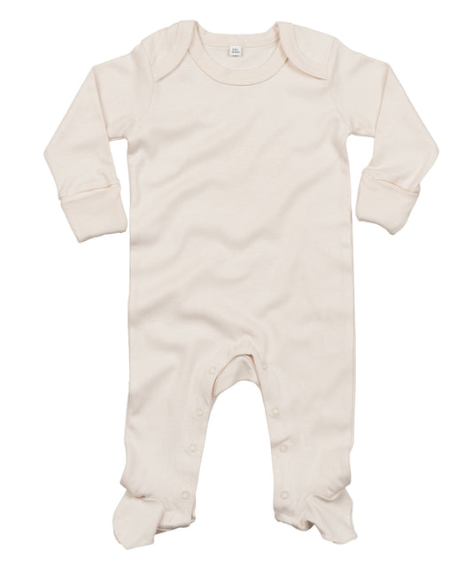 Personalised Bodysuits - Natural Babybugz Baby organic envelope sleepsuit with mitts