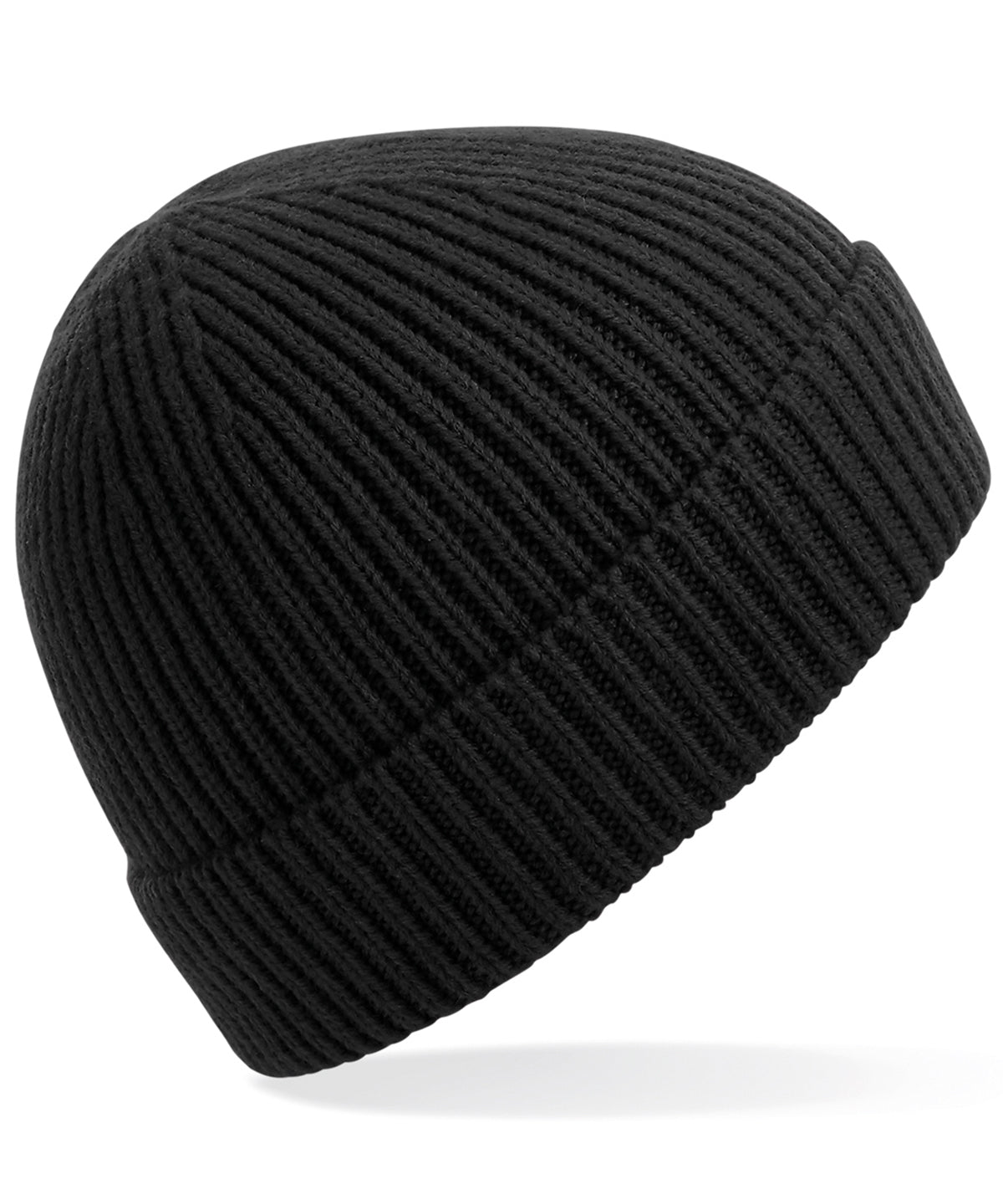 Personalised Hats - Black Beechfield Engineered knit ribbed beanie