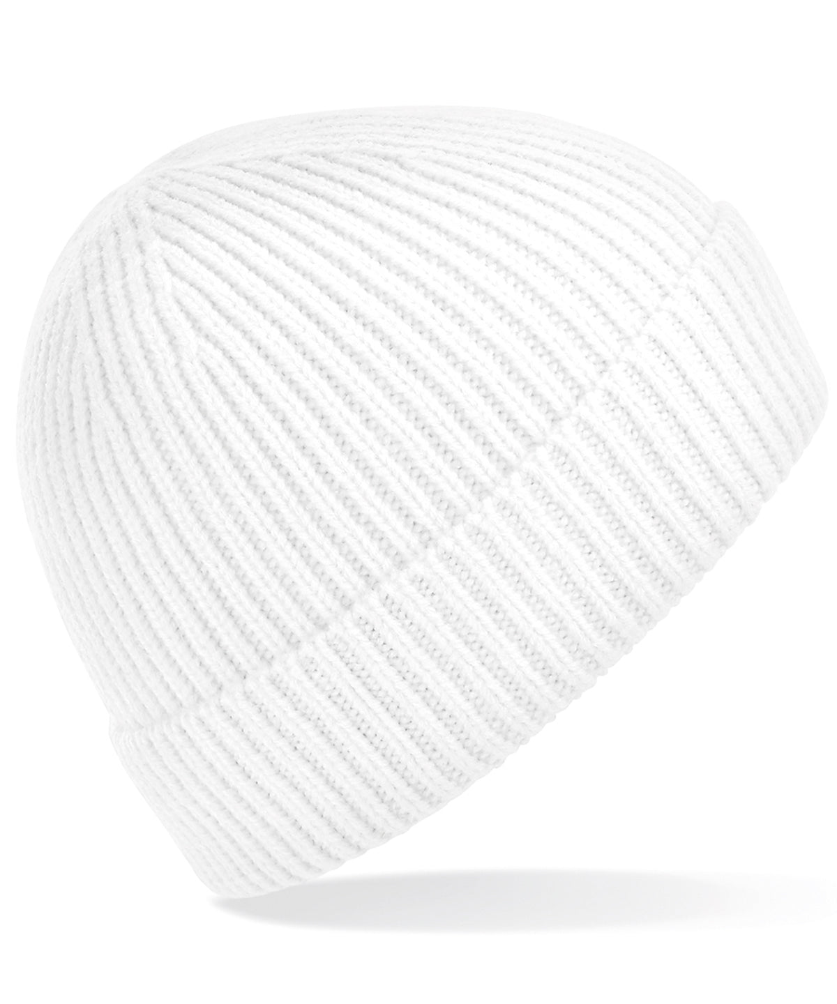 Personalised Hats - White Beechfield Engineered knit ribbed beanie