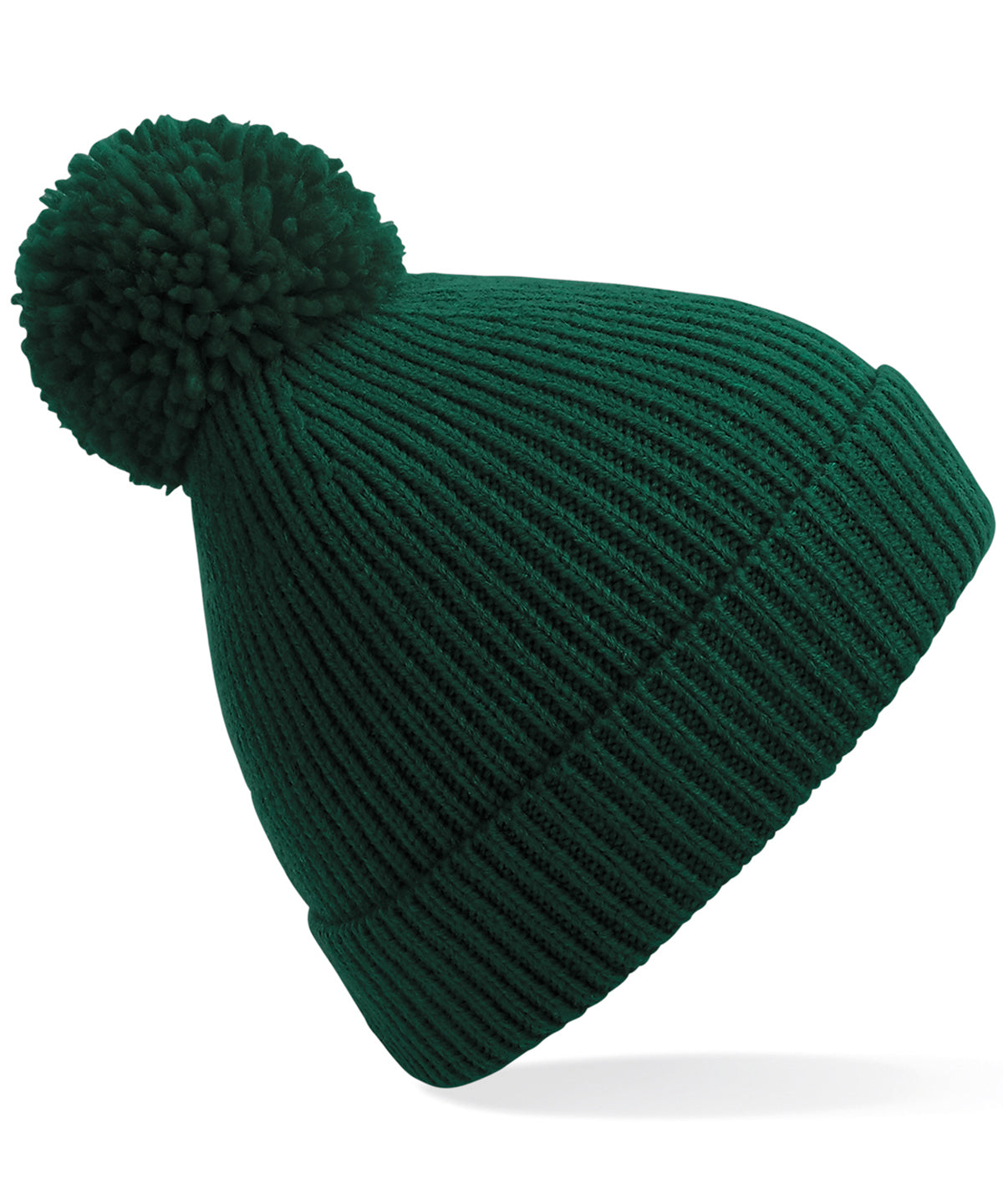 Personalised Hats - Bottle Beechfield Engineered knit ribbed pom pom beanie