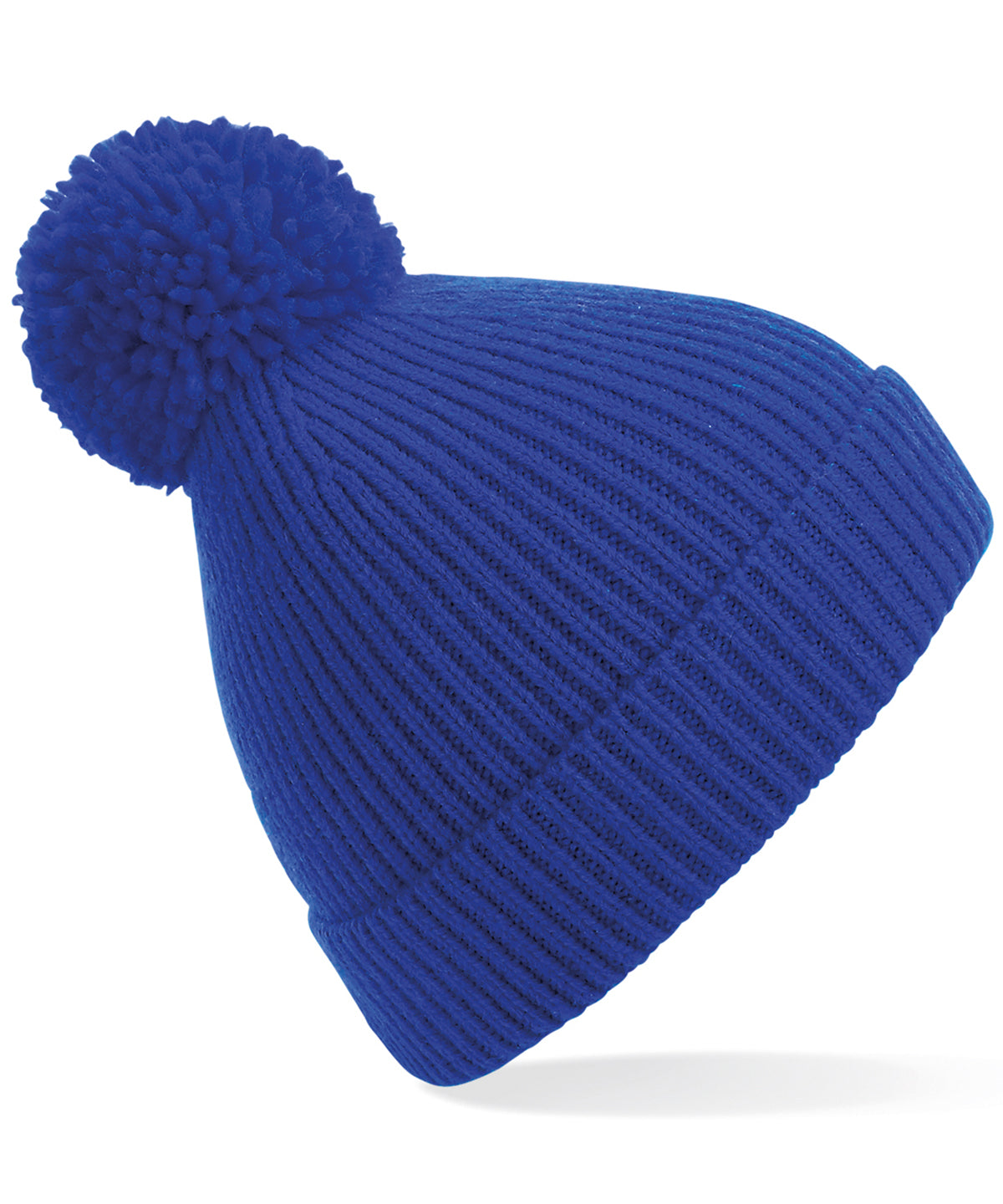 Personalised Hats - Royal Beechfield Engineered knit ribbed pom pom beanie