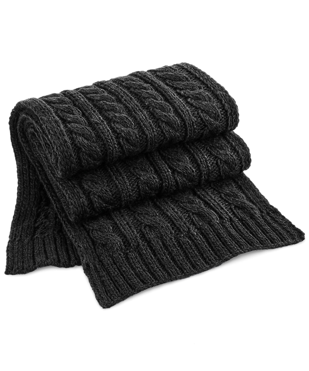 Personalised Scarves - Black Beechfield Cable knit melange scarf
