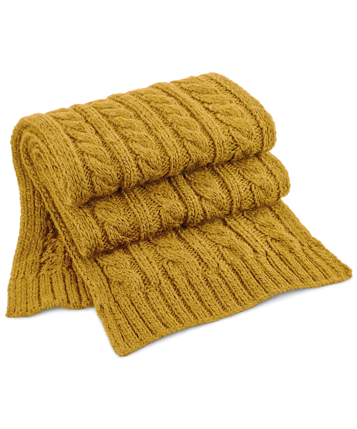 Personalised Scarves - Dark Yellow Beechfield Cable knit melange scarf