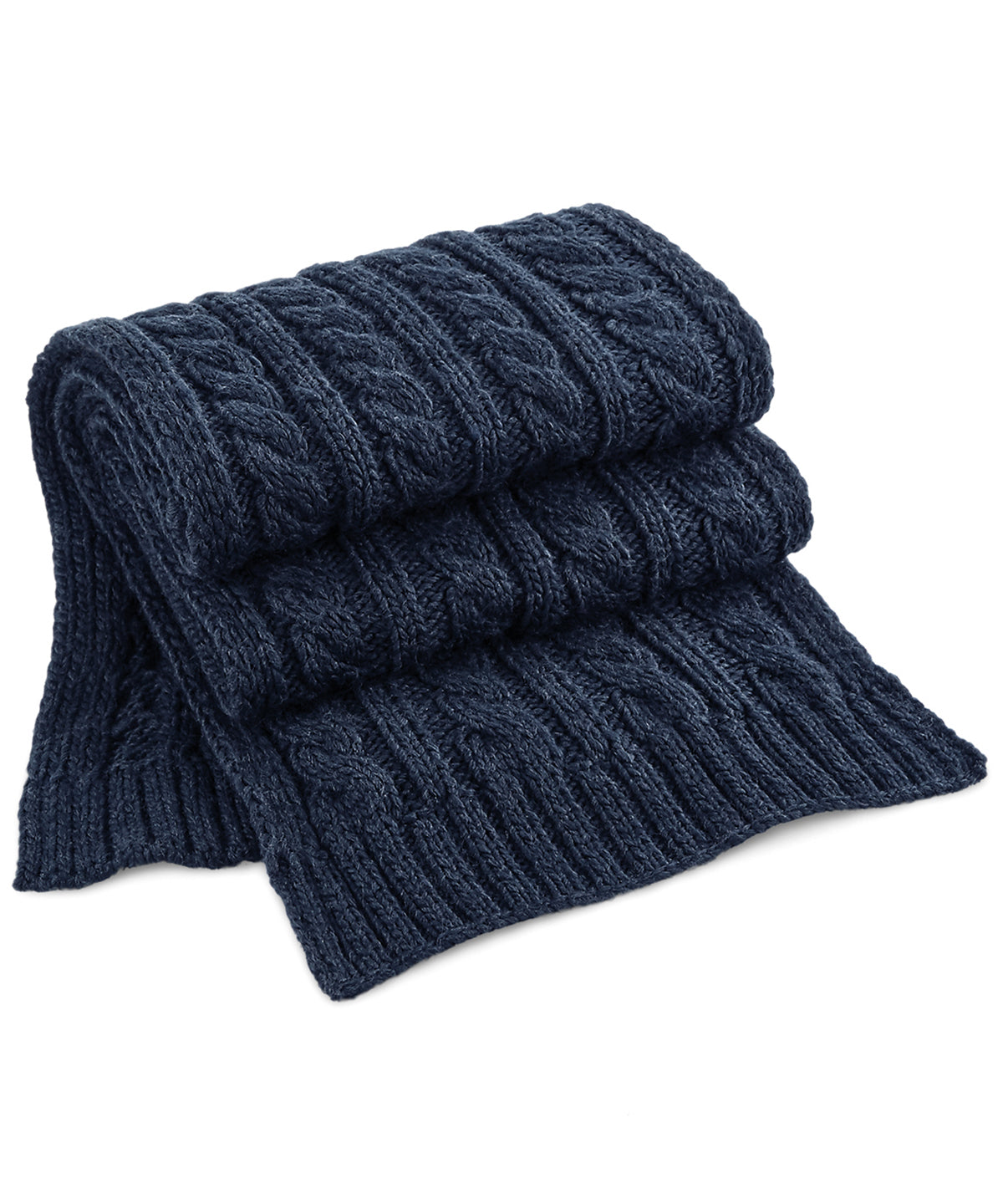 Personalised Scarves - Navy Beechfield Cable knit melange scarf