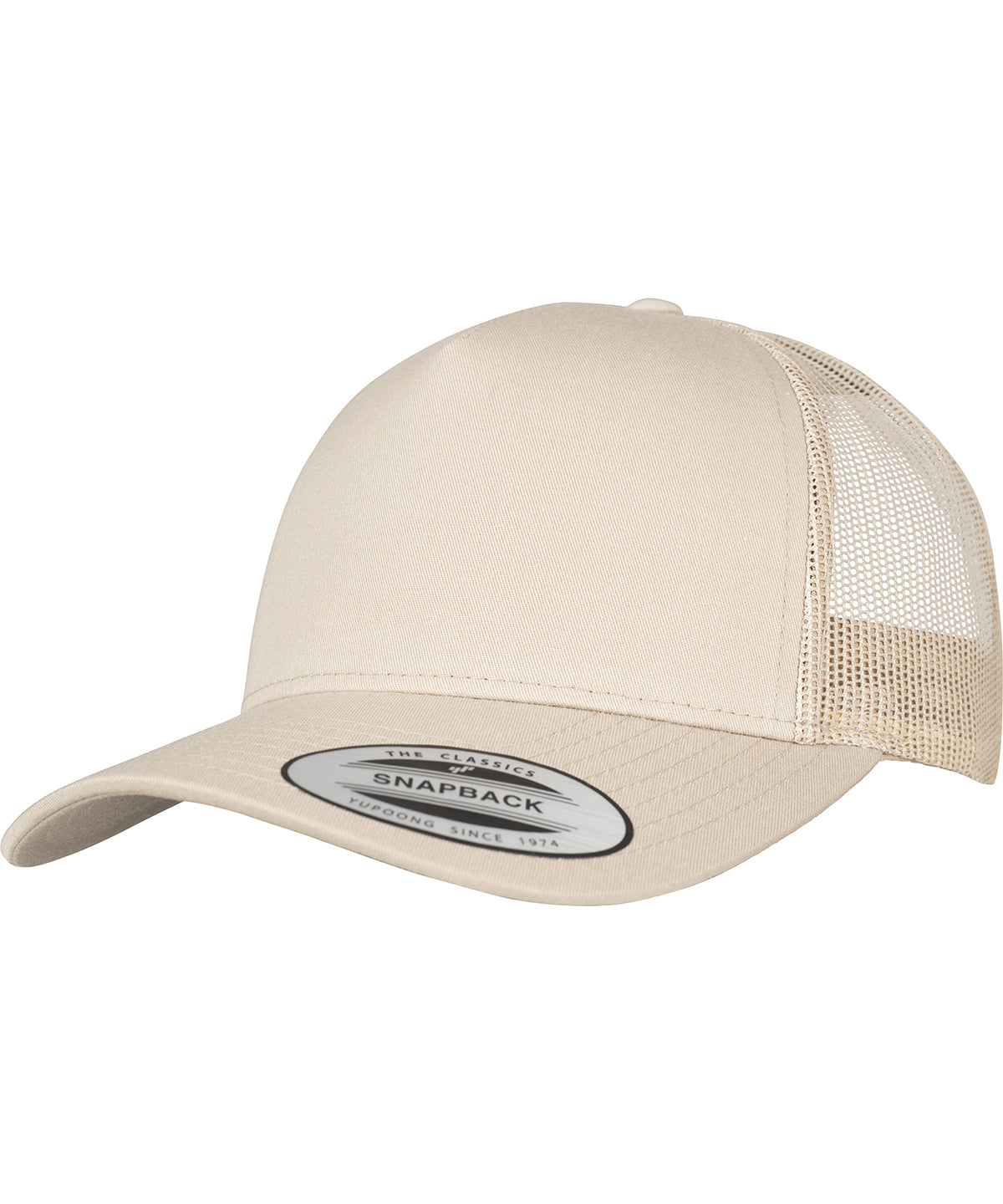 Personalised Caps - Khaki Flexfit by Yupoong 5-Panel retro trucker cap (6506)