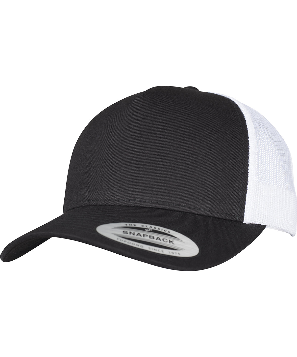 Personalised Caps - Black Flexfit by Yupoong 5-panel retro trucker 2-tone cap (6506T)