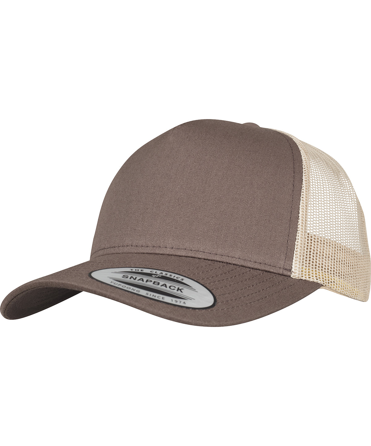 Personalised Caps - Mid Brown Flexfit by Yupoong 5-panel retro trucker 2-tone cap (6506T)