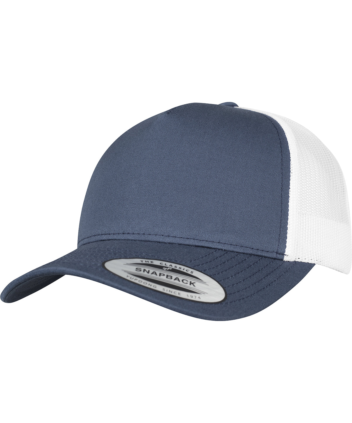 Personalised Caps - Navy Flexfit by Yupoong 5-panel retro trucker 2-tone cap (6506T)