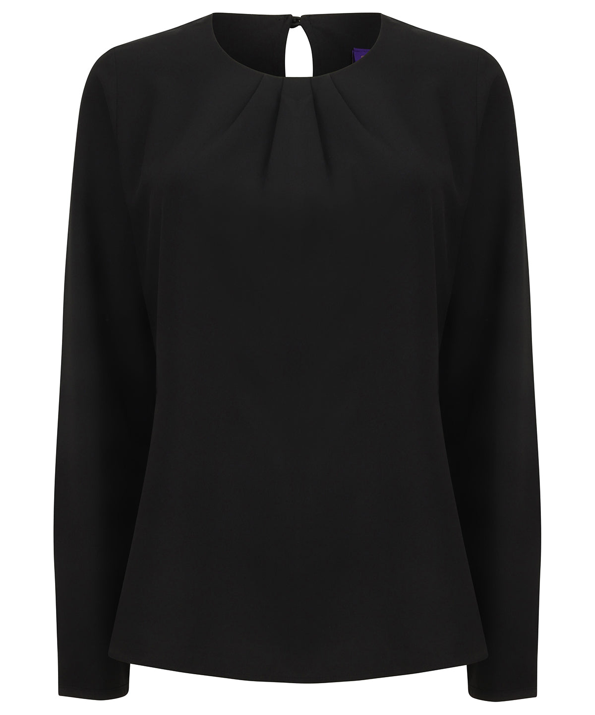 Personalised Blouses - Black Henbury Women's pleat front long sleeve blouse