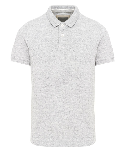 Personalised Polo Shirts - Light Grey Kariban Men's vintage short sleeve polo shirt
