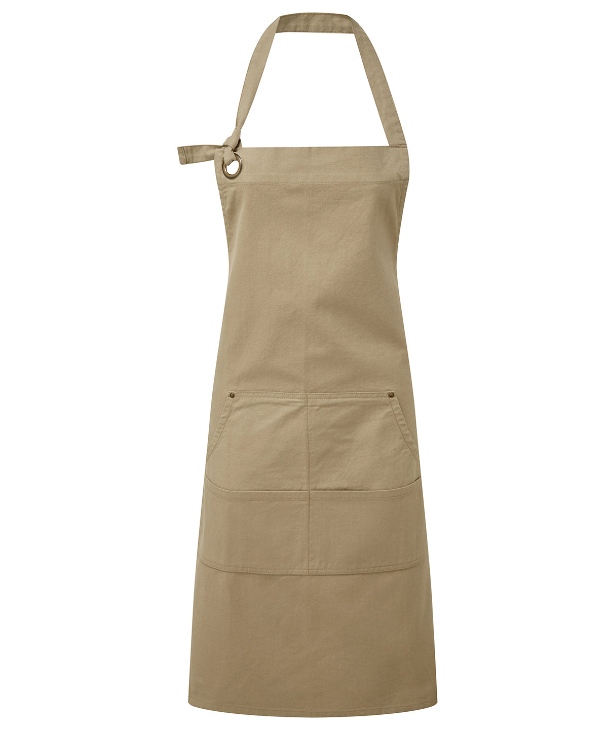 Personalised Aprons - Khaki Premier Calibre heavy cotton canvas pocket apron