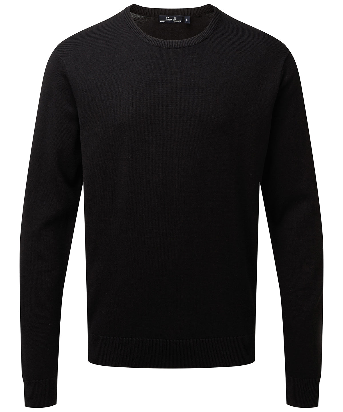 Personalised Knitted Jumpers - Black Premier Crew neck cotton-rich knitted sweater