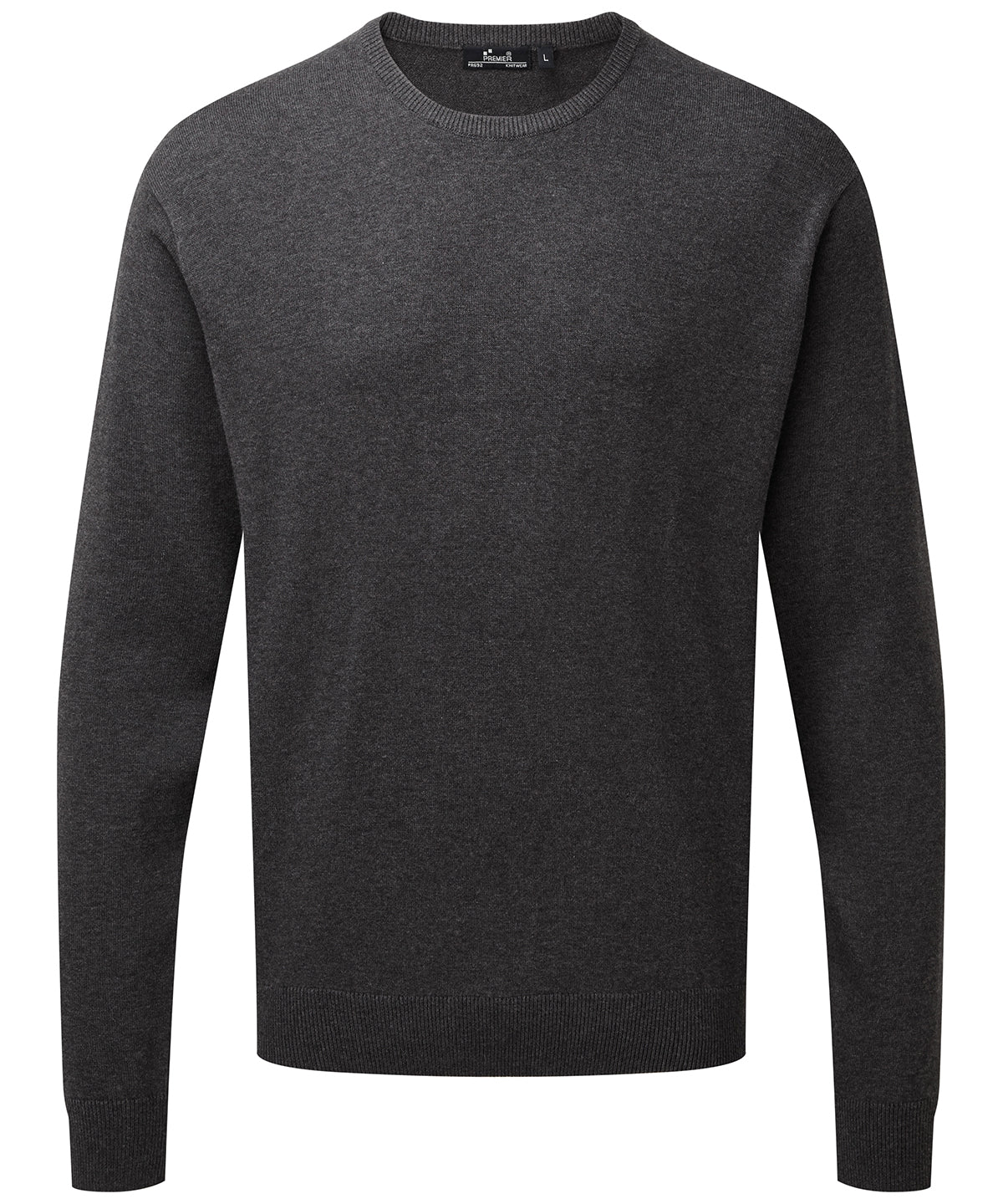 Personalised Knitted Jumpers - Black Premier Crew neck cotton-rich knitted sweater