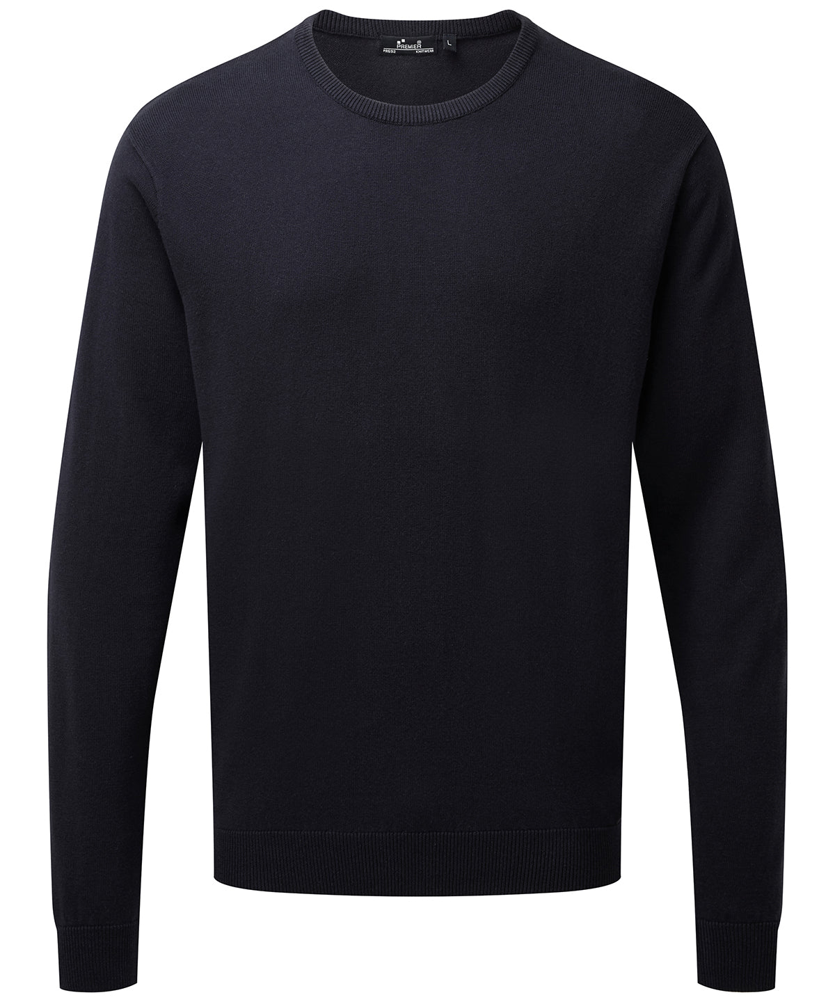 Personalised Knitted Jumpers - Black Premier Crew neck cotton-rich knitted sweater