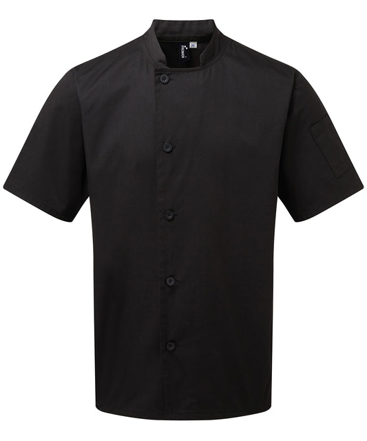 Personalised Chef Jackets - Black Premier Chef's essential short sleeve jacket