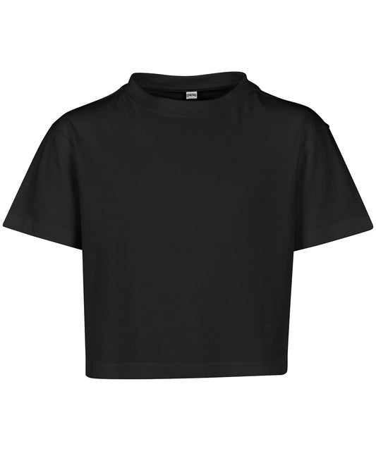 Personalised T-Shirts - Black Build Your Brand Girls cropped Jersey tee