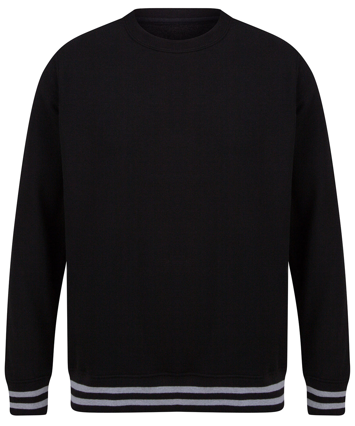 Personalised Sweatshirts - Black Front Row Sweatshirt with striped cuffs