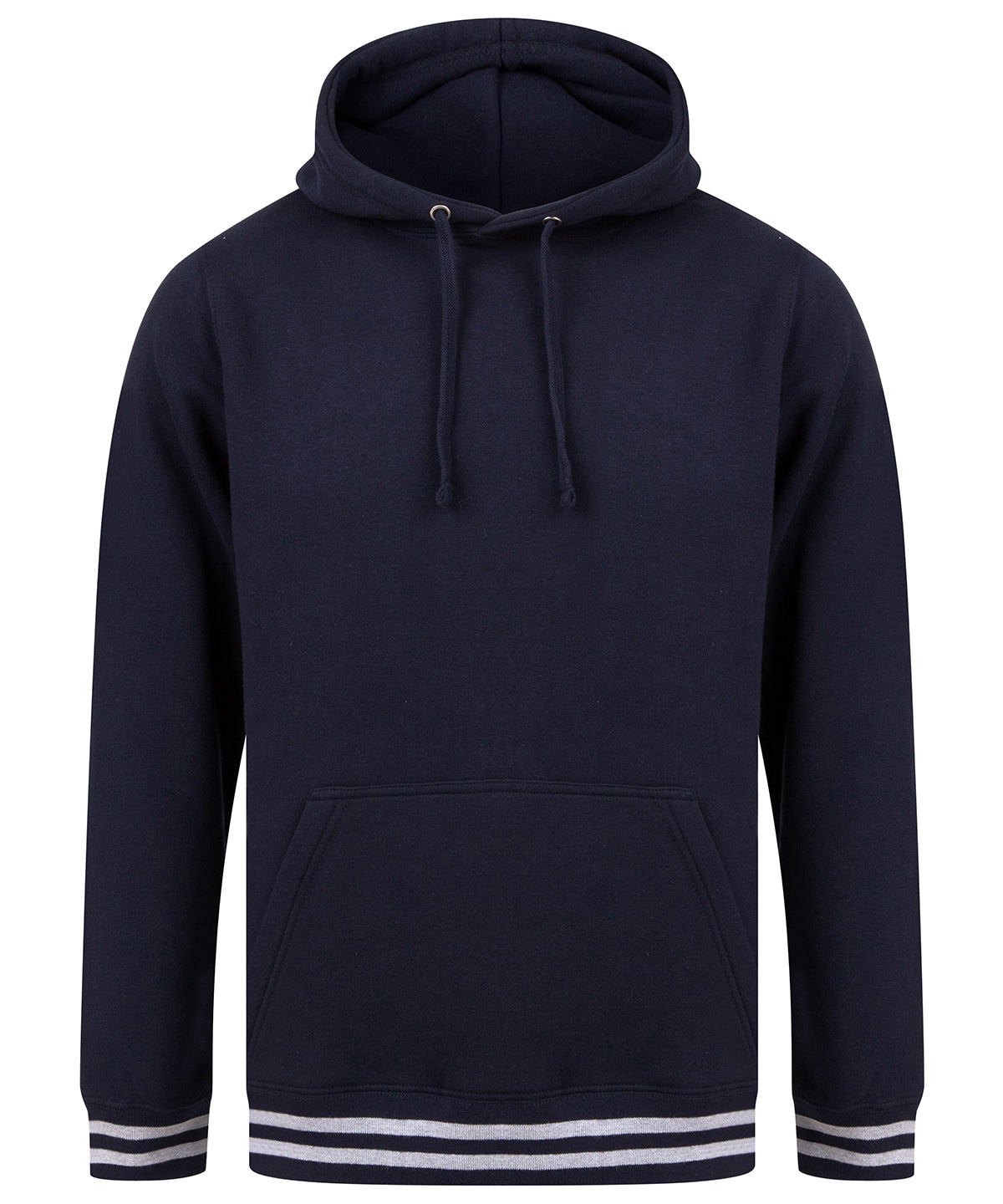 Personalised Hoodies - Black Front Row Hoodie with striped cuffs